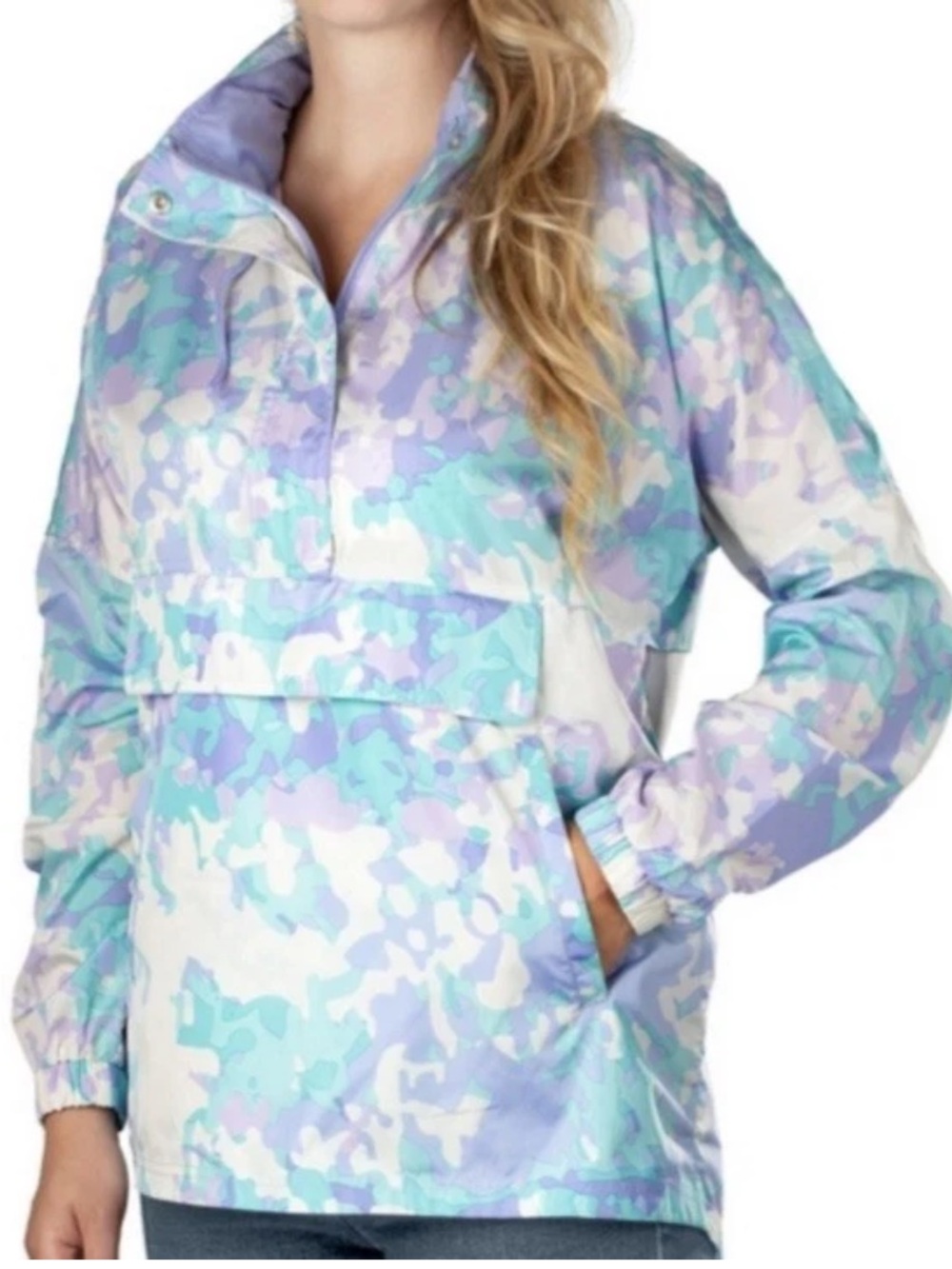 Lauren James Purple, Mint & Cream Camo Pullover Windbreaker